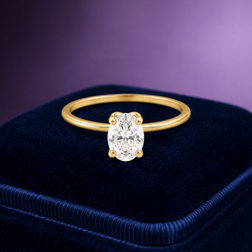 Oval cut lab-grown diamond solitaire Tulip setting ring 14k gold