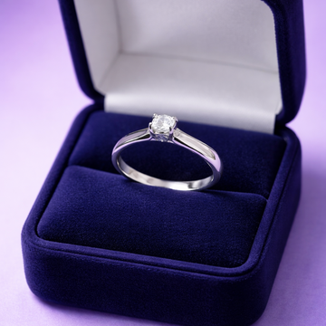 Round solitaire 0.30 carat diamond engagement ring 14k white gold