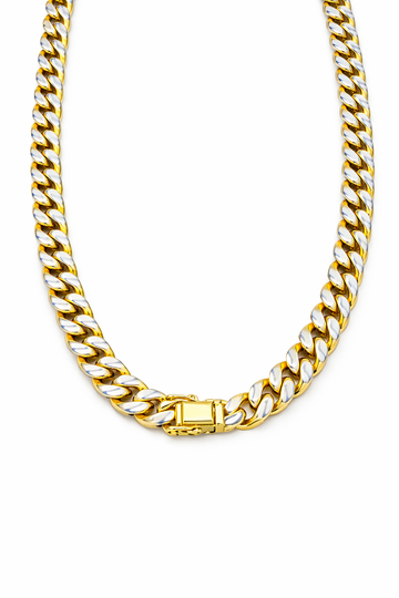 22″ 5.6mm Yellow rhodium gold cuban link chain