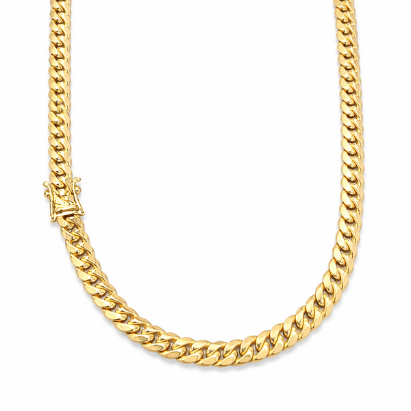 24" 7 mm 10K yellow gold cuban link chain