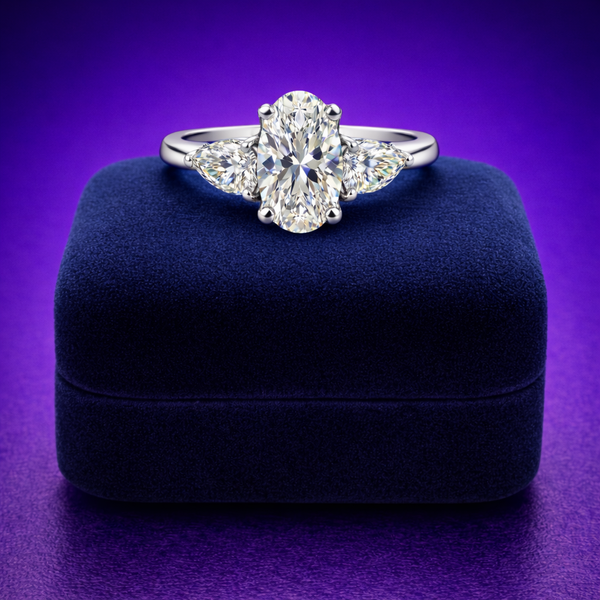 Oval pear trinity ring Lab-Grown diamond 1.23 (ctw) in 14k gold