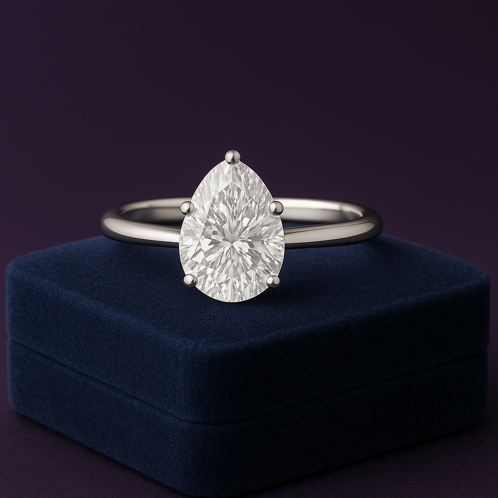 Pear cut lab-grown solitaire diamond ring 2.06 (ctw) in 14k gold