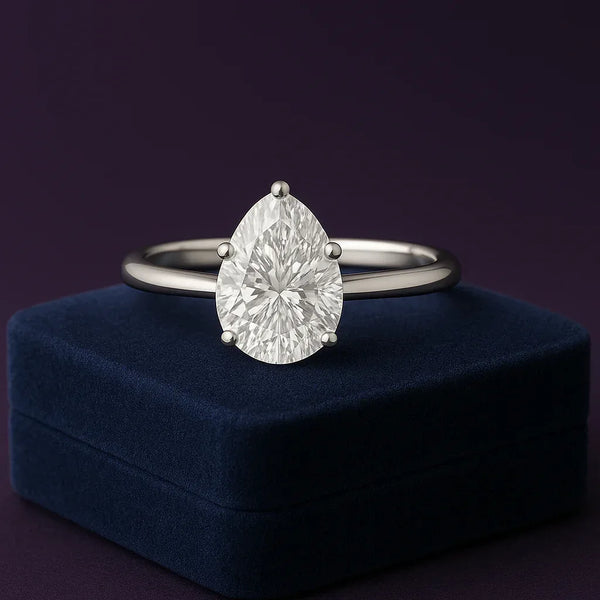 Pear cut lab-grown solitaire diamond ring 2.06 (ctw) in 14k gold