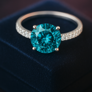 Enhanced blue solitaire ring 1.40 (ctw) in 14k white gold