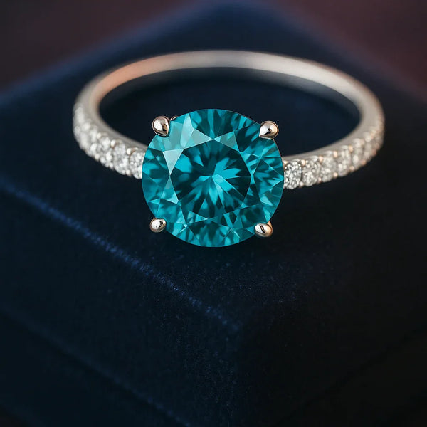 Enhanced blue solitaire ring 1.40 (ctw) in 14k white gold