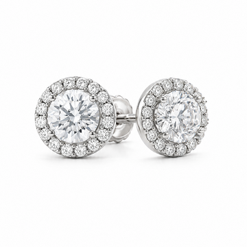 Halo Lab-Grown diamond earrings 1.16 (ctw) in 14k white gold
