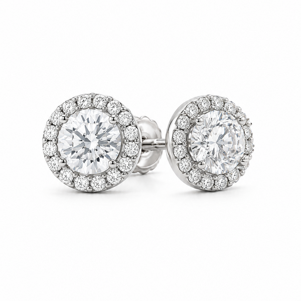 Halo Lab-Grown diamond earrings 1.16 (ctw) in 14k white gold