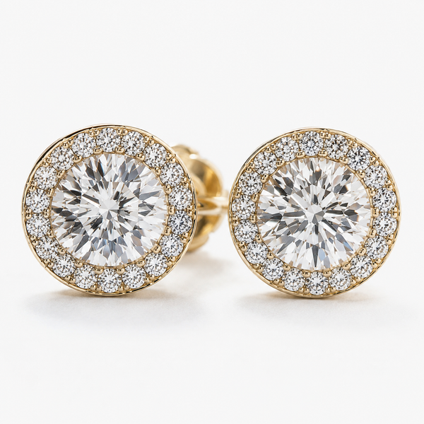 Halo diamond earrings 2.33 (ctw) in 14k gold