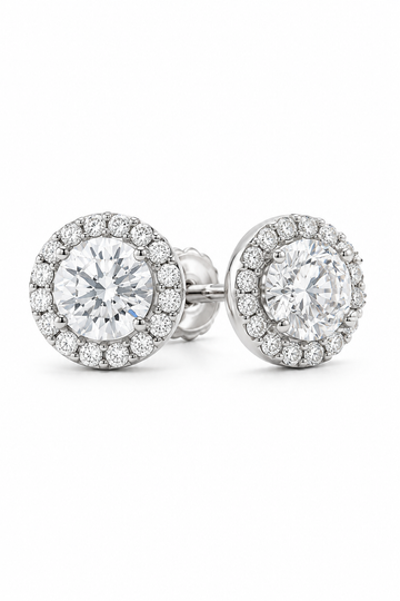 1.21 Carat (ctw) Halo Diamond Earrings in 14k Gold