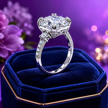 Vintage Cushion cut lab-grown solitaire diamond ring 5.23 (ctw) in 14k gold