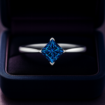 Bague solitaire bleue améliorée 1,40 (ctw) en or blanc 14 carats