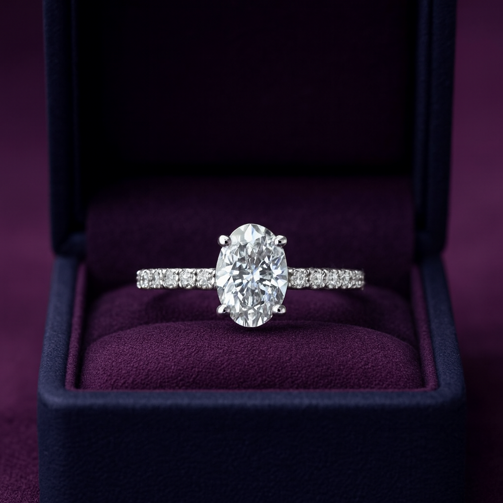 Oval solitaire lab-grown diamond ring 1.65 (ctw)  14k gold