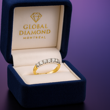 Bague semi-éternité 0,56 (ctw) en or bicolore 14 carats 
