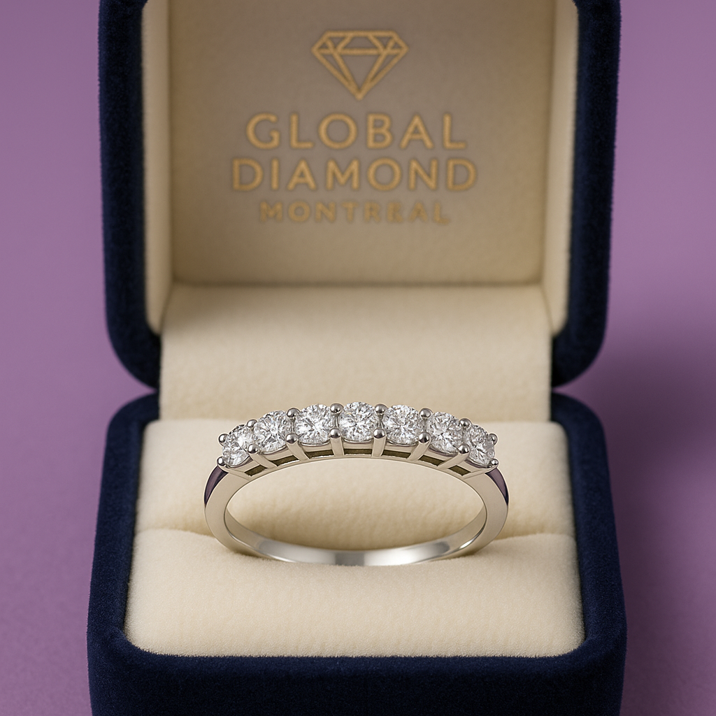 Bague semi-éternité demi carat 0,50 (ctw) en or 14 carats