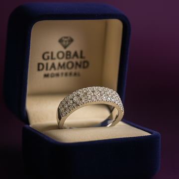 Bague diamant d'affection semi-éternité 0,40 (ct) en or blanc 14 carats