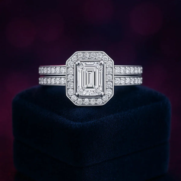 Emerald cut lab-grown diamond ring set 1.87 (ctw) in 14k gold
