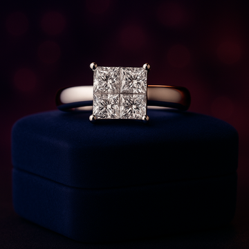 Princess cut invincible set engagement ring 1.00 (ctw) 14k gold