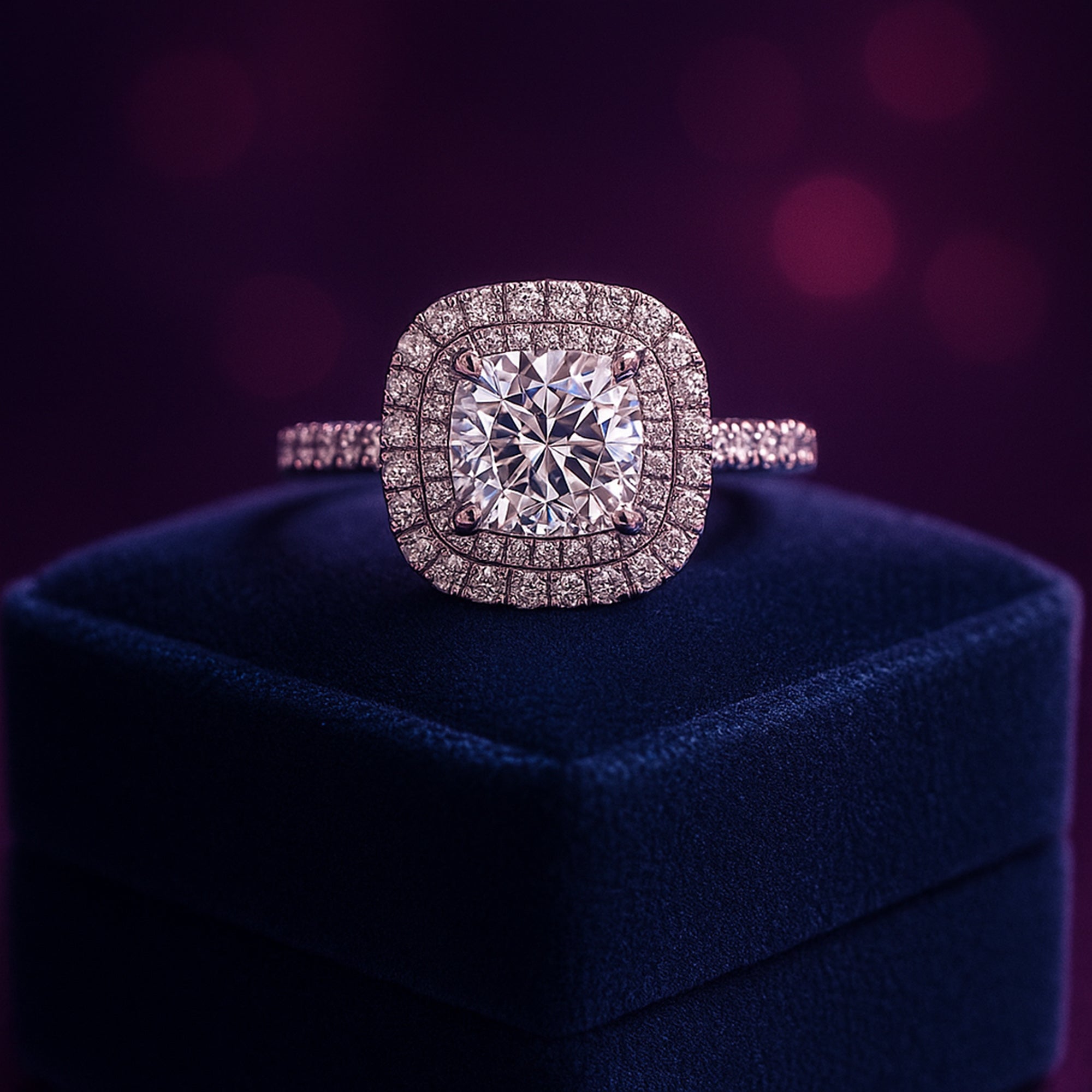 Cushion cut halo lab-grown diamond ring 1.12 (ctw) 14k gold