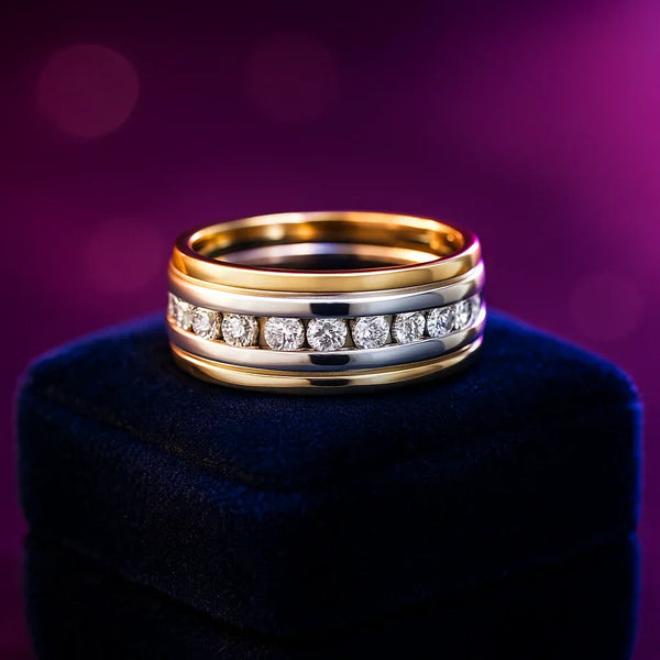 14k white & yellow gold lab grown diamond anniversary ring 0.63 (ctw)