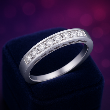 Round cut diamond filigree semi-eternity ring