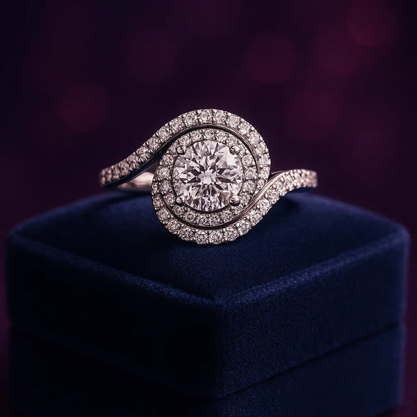 Desirable diamond halo ring 0.48 (ctw) in 14k white gold