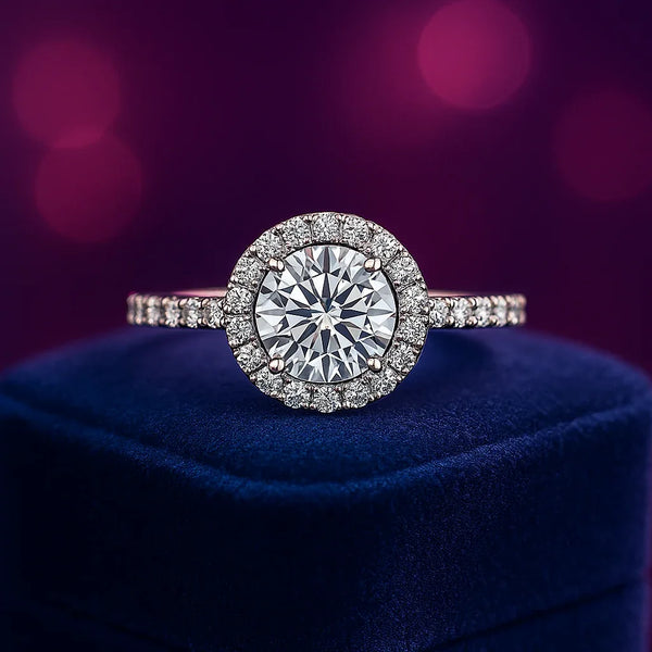 Halo engagement ring 0.40 (ctw) + CZ center in 14k white gold