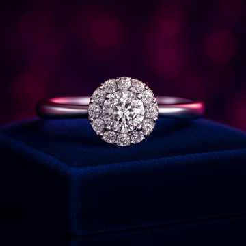 Striking halo ring 0.16 (ctw) with CZ center in 14k white gold