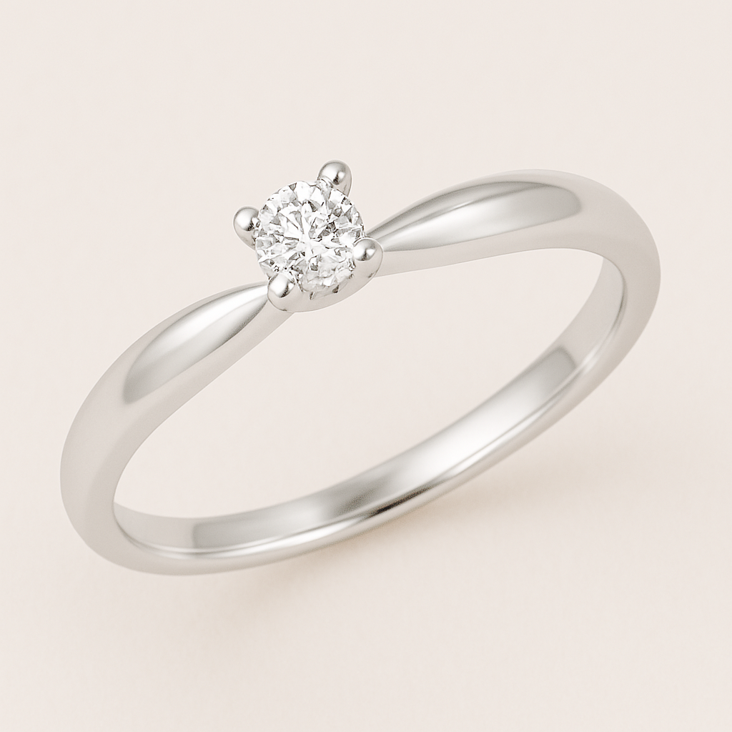 Bague de promesse solitaire délicate 0,07 (ctw) en or blanc 10 carats 