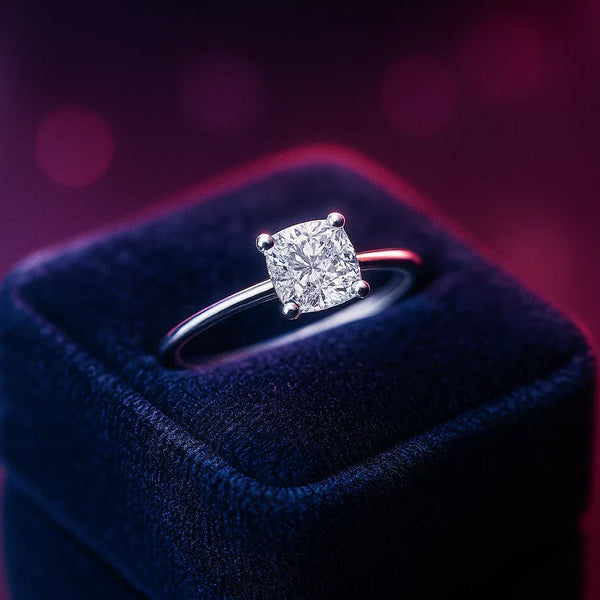 Lab-grown diamond cushion cut solitaire ring 1.06 (ctw) in 14k gold