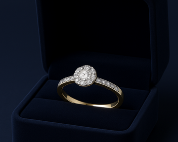 Bague de fiançailles halo complexe 0,36 (ctw) en or jaune 10 carats