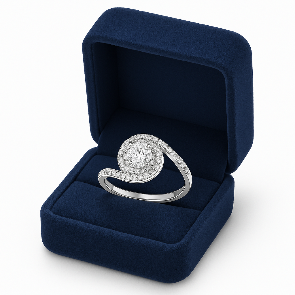 Desirable diamond halo ring 0.48 (ctw) in 14k white gold