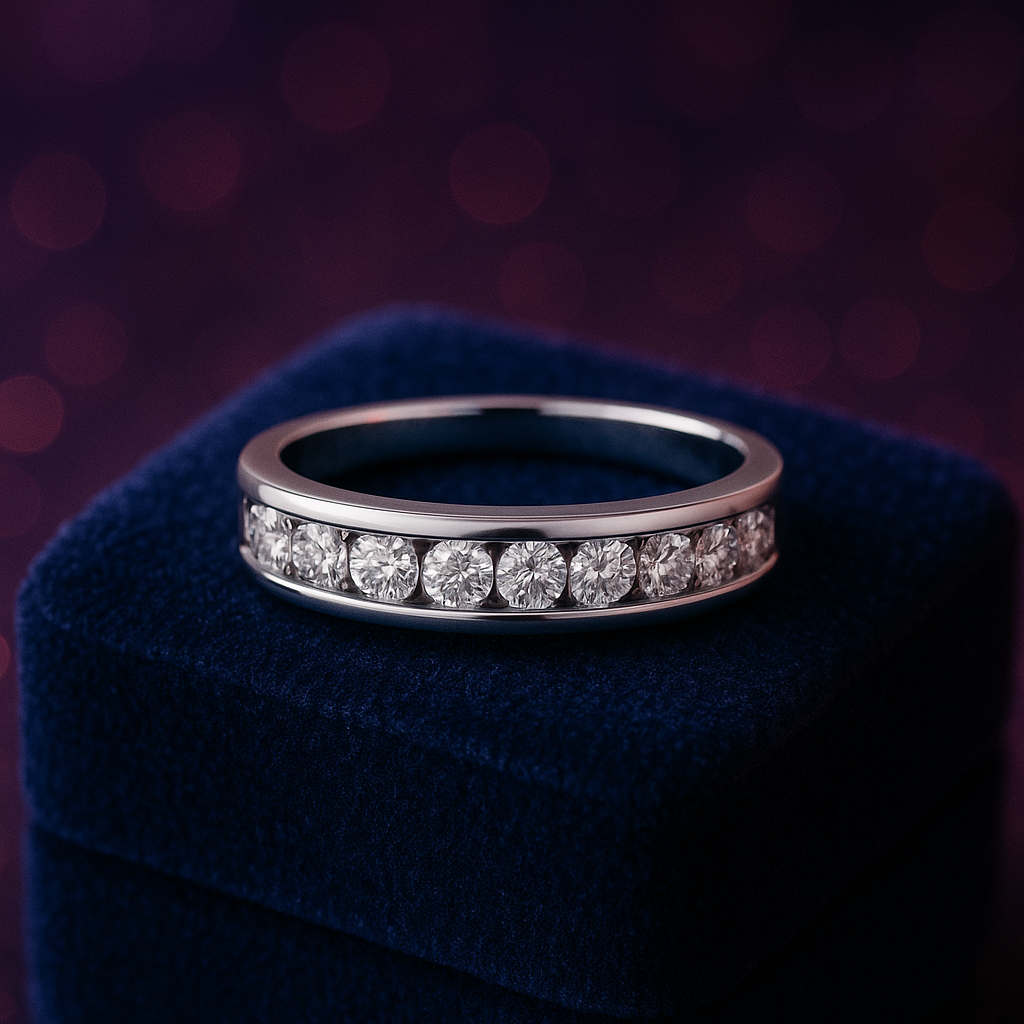Trendy semi-eternity wedding band 1.01 (ctw) in 14k gold