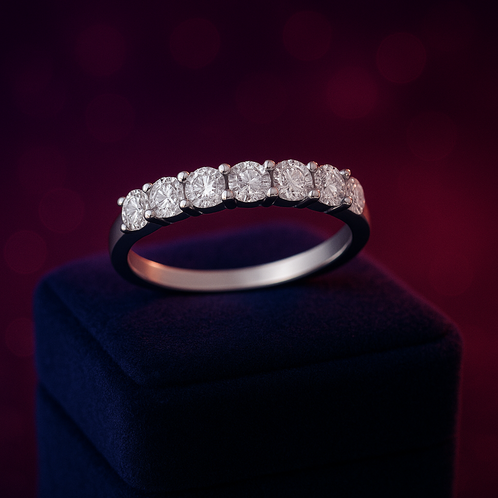 Semi-eternity wedding band 0.56 (CTW) in 14k white gold
