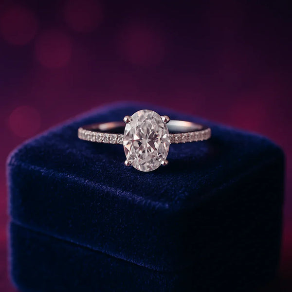 1.00 Carat (ctw)GIA Oval Cut Diamond Ring in 14k White Gold