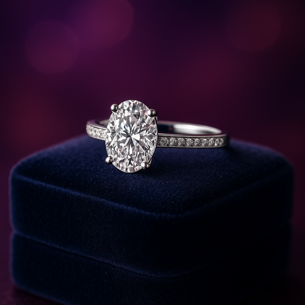 Oval solitaire lab-grown diamond ring 2.56 (ctw) VS1 D 14k gold