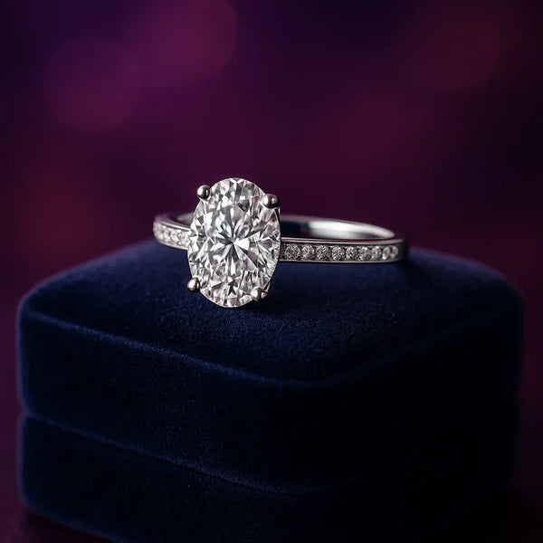 Oval solitaire lab-grown diamond ring 2.35 (ctw) VS1 D 14k gold