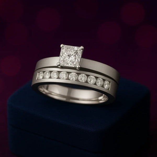 Princess cut bridal ring set 0.85 (ctw) in 14k gold