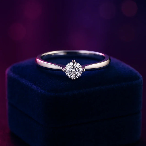 Round cut lab grown solitaire diamond ring 0.41 (ctw) in 14k gold