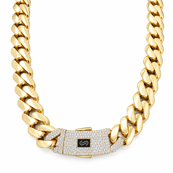 26" 10K 13.5 mm Yellow Gold Monaco chain with CZ