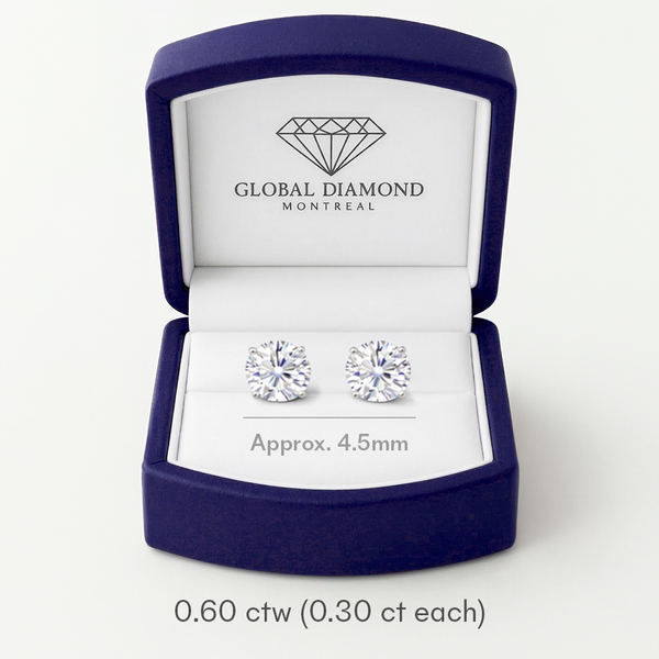 Lab-grown Diamond stud earrings total 0.60 carat in 14k gold