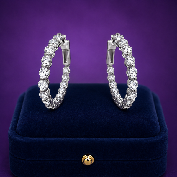 Hoop Lab-Grown diamond earrings 3.40 (ctw) in 14k white gold