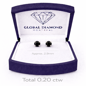 Boucles d'oreilles à tige en diamant noir 0,20 (ct) en or blanc 14 carats