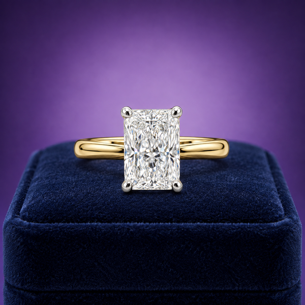Radiant cut lab-grown solitaire diamond ring 255 (ctw)VS1 D 14k gold