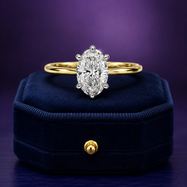 Oval cut 2.51 CT lab-grown diamond solitaire Tulip setting ring 14k gold