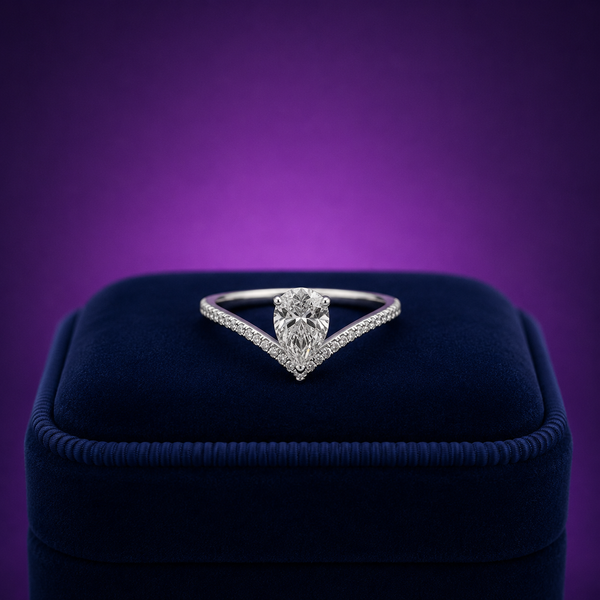 1.29 Carat (ctw)Pear Cut Lab-Grown Engagement Ring in 14k Gold