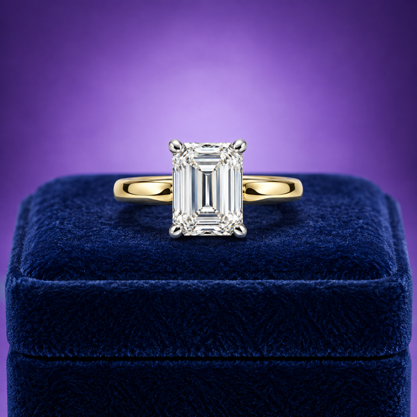 Emerald cut lab-grown solitaire diamond ring 2.02 (ctw)VS1 D 14k gold