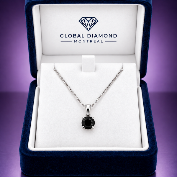 1.02 Carat (ctw) Lab-Grown black Diamond Pendant in 14k Gold