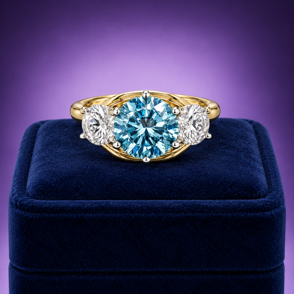 Fancy blue & white lab-grown diamond ring 5.02 (ctw) 14k gold