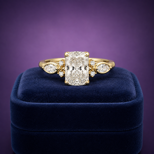 Cushion cut lab-grown diamond Tulip setting ring 14k gold