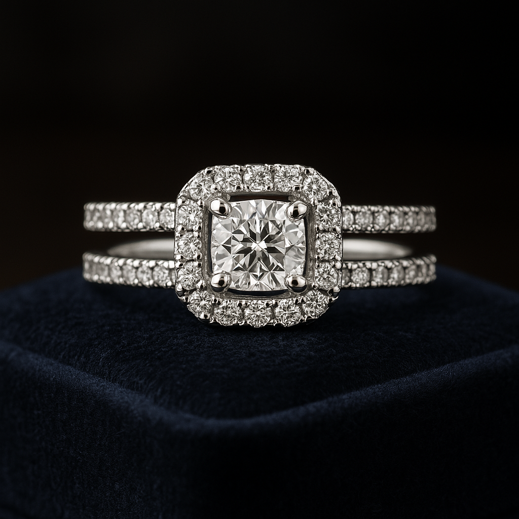 Magnifique bague halo de diamants 1,79 (ctw) en or 14 carats 